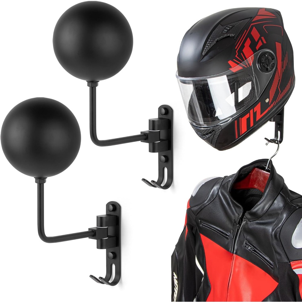 Cycling Gear Wall Hanger - 180° Rotating Wall Mount Motorcycle Helmet